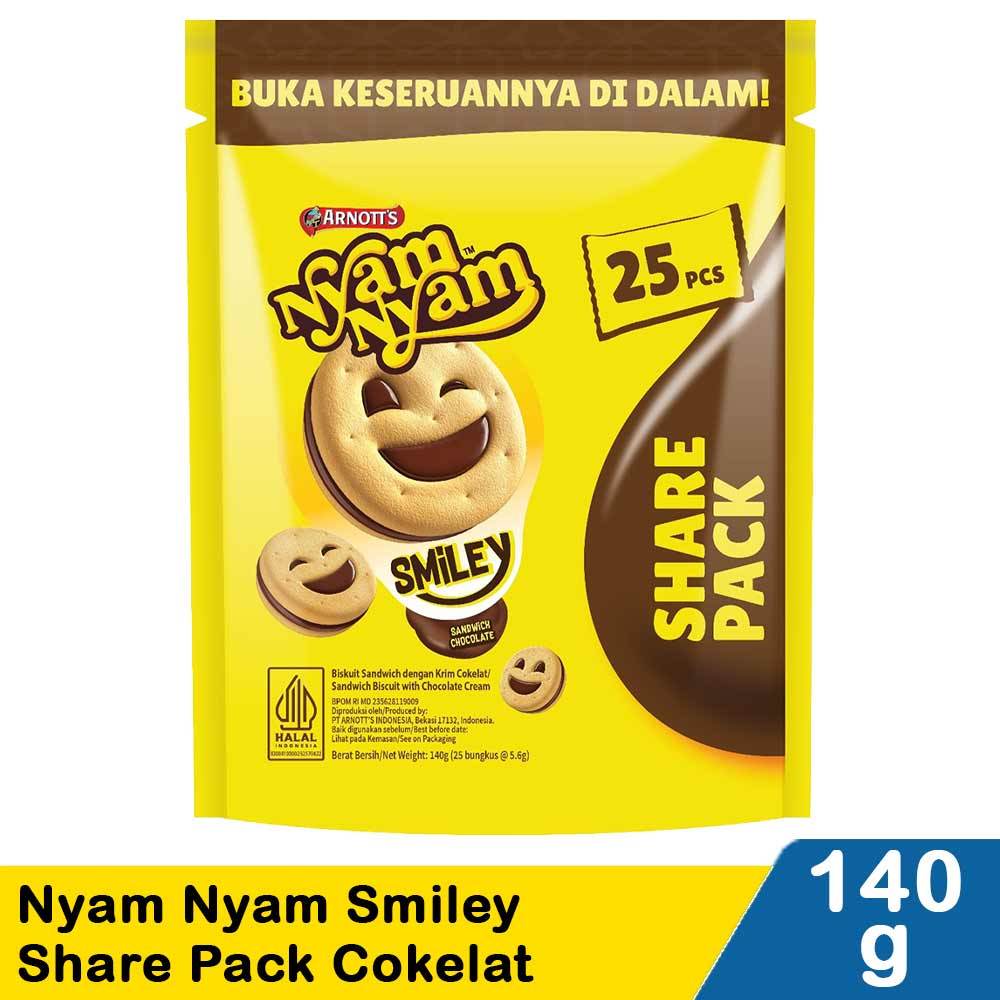 

Arnott's nyam nyam smiley share pack cokelat 140g