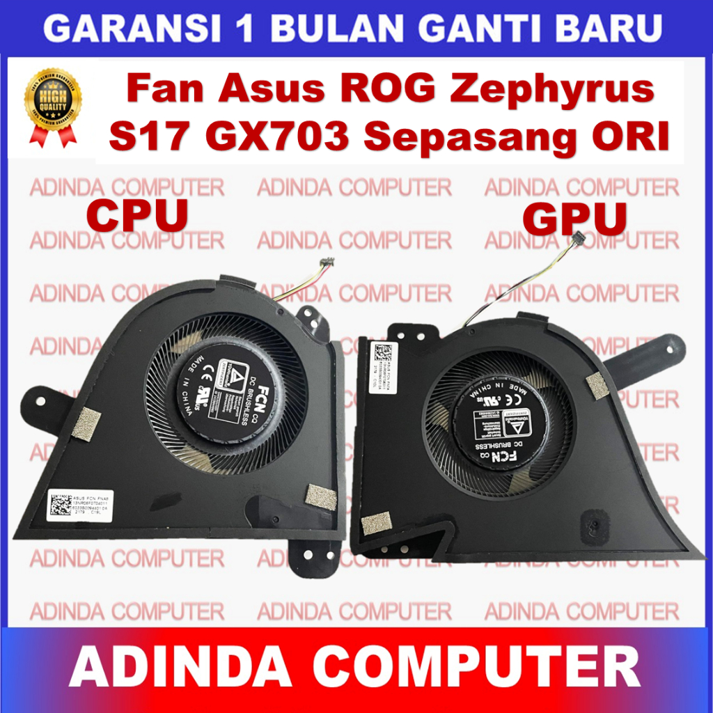 Kipas Fan Asus ROG Zephyrus S17 GX703 GX703H GX703HM GX703HS FNA8 FN7A CPU Kanan GPU Kiri ORI
