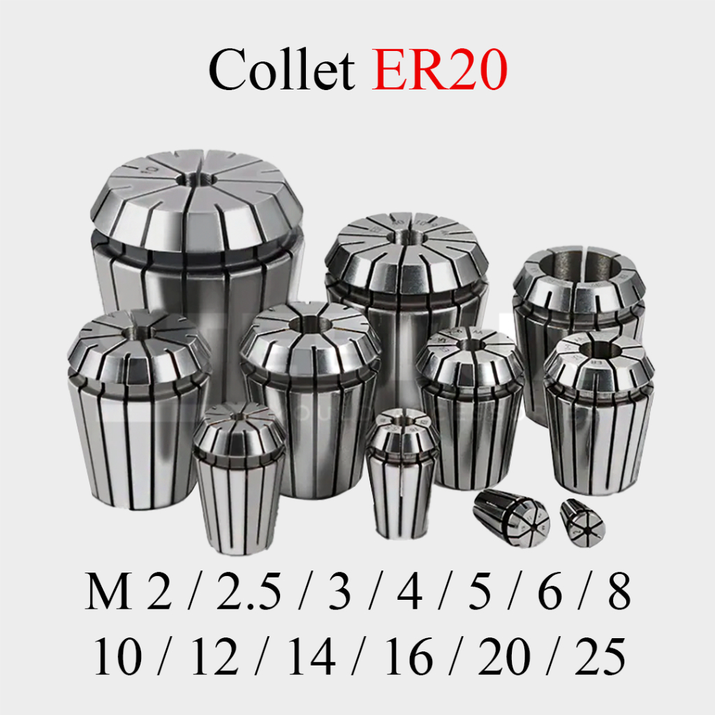 Collet ER20 M3/4/5/6/7/8/9/10/11/12/13 mm Chuck Bor As Jepit Endmill Cekam Capit Penjepit Colet Spri