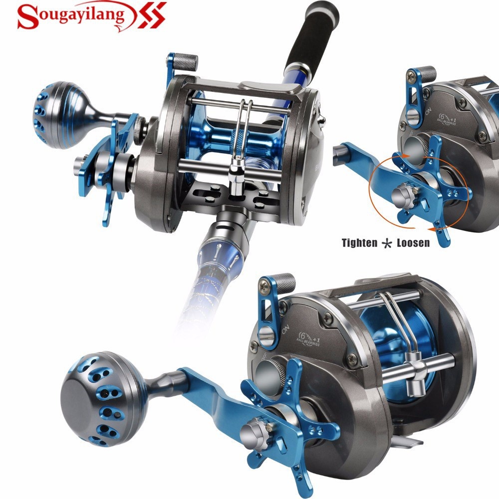 Sougayilang Tangan kanan Trolling Reel Max Drag 43 lbs Saltwater Grade Wind Powered Carp Reel Gulung