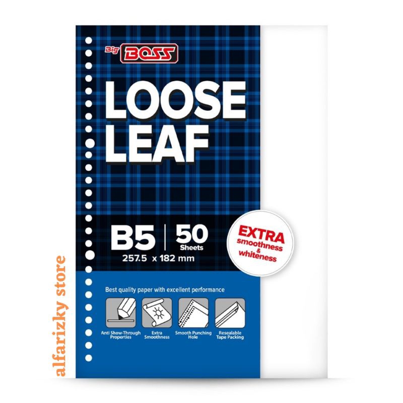 

Loose Leaf Big Boss Polos B5 50 Lembar - Kertas Binder