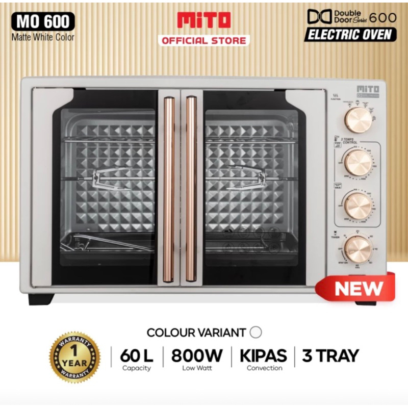Mito Electric Oven Mo600 Double Door 60L - Oven Listrik - Pemanggang Kue dan Makanan - Oven Kapasita