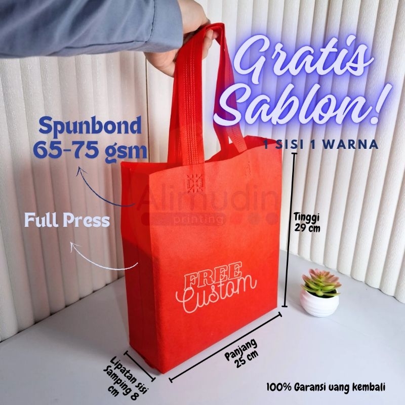 

Goodie Bag HLS 25 x 8 x 35 Tas Spunbond Tali Lipatan Samping Custom Sablon