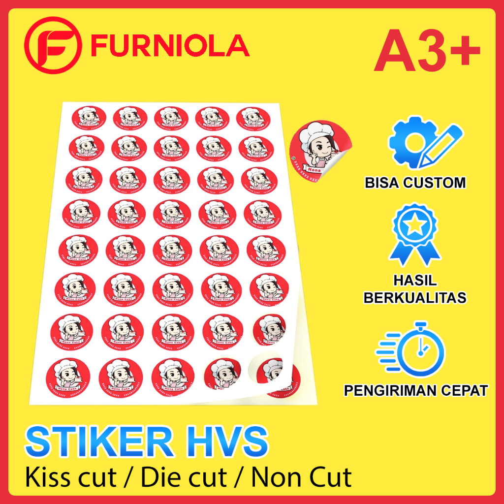 

Cetak Sticker HVS Custom A3+ / Print Stiker Label Poster Merk Logo Promosi Promo Tempel Kemasan Produk Makanan Minuman Kendaraan Kertas A3 + Kiss Cut / Die Cut / Tanpa Cutting