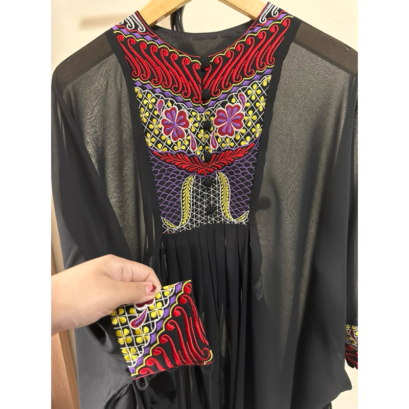 Kaftan Bordir/Gamis Bordir Hitam