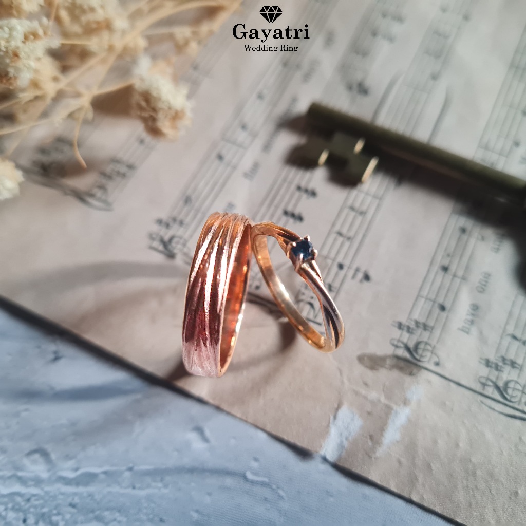 Cincin pernikahan tunangan desain rustic couple Silver 925 - Gayatri
