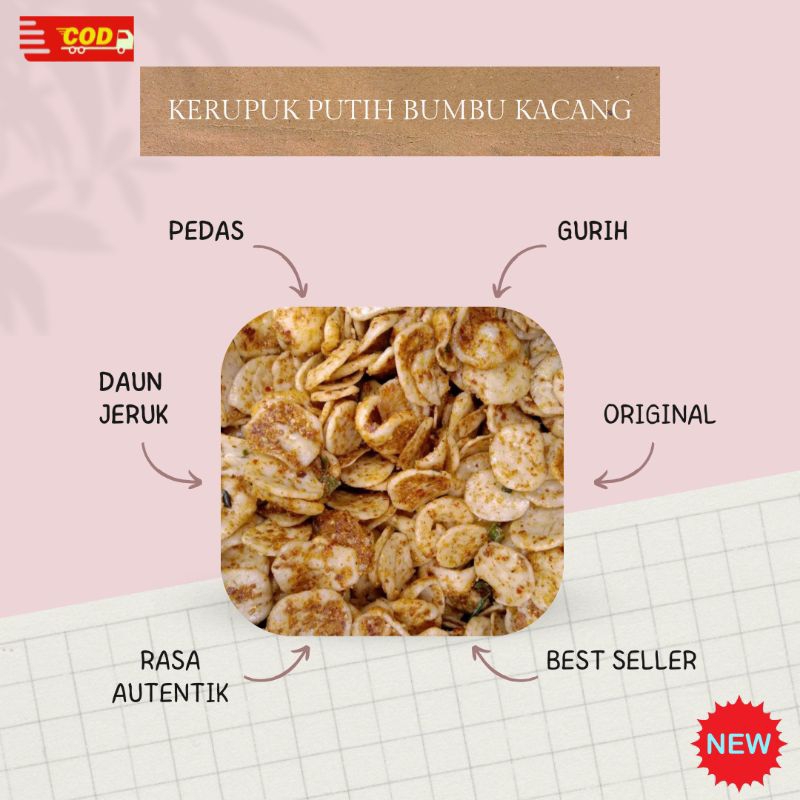 

KERUPUK PUTIH BUMBU KACANG 250Gram