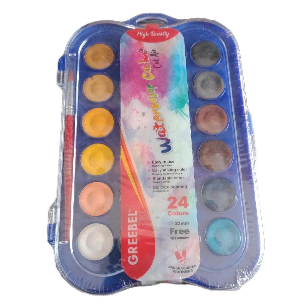 

Water colorcake Greebel 24 Colors Cat Air Greebel isi 24 Warna Stationery