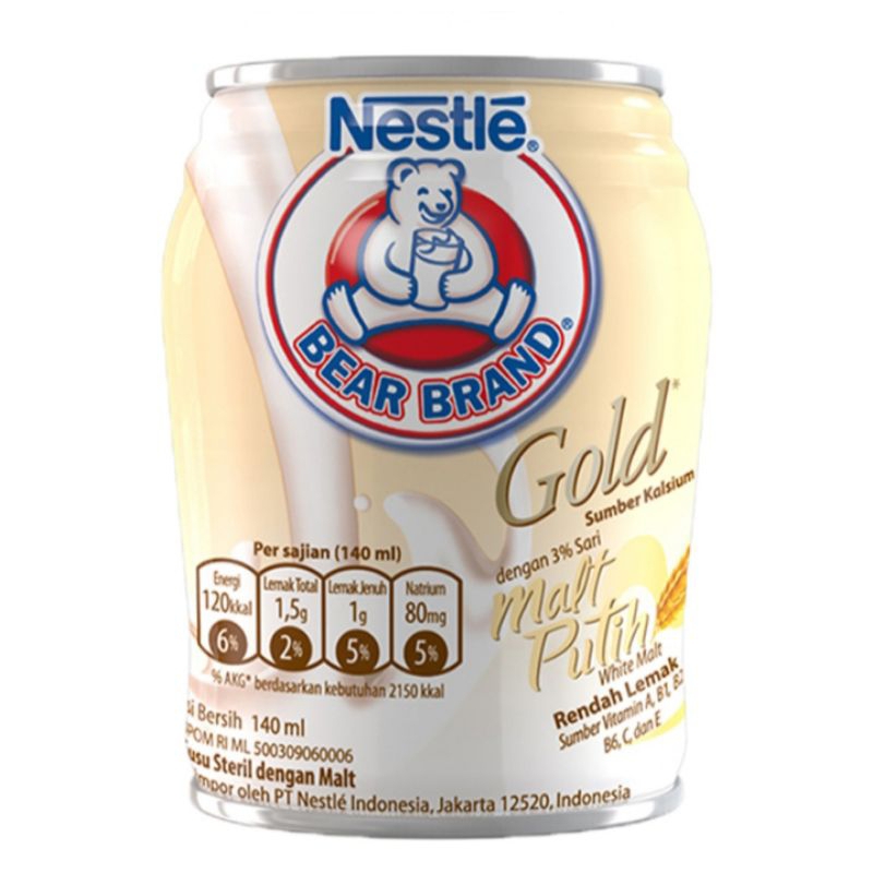 

Bear brand gold susu steril malt putih 140 ml