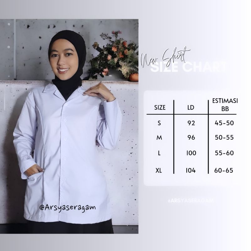 Baju Putih wanita Lengan Panjang Seragam kerja kantor untuk ASN/Dinas/Magang/PPL/Guru/Bidan/Perawat/