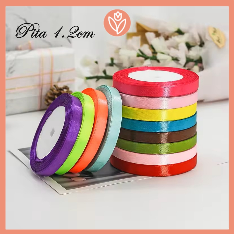 

TULIP PAPERIE ▲ ROLL PITA SATIN LEBAR 1.2CM PITA KADO GIFT BUKET BUNGA DEKORASI PITA SATIN KADO