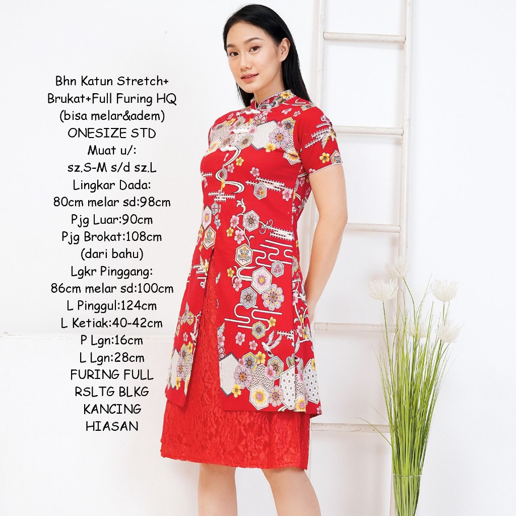 Baju sincia big size CNY Dress Imlek jumbo Wanita Baju Batik Dress Cheongsam qipao jibao china chong
