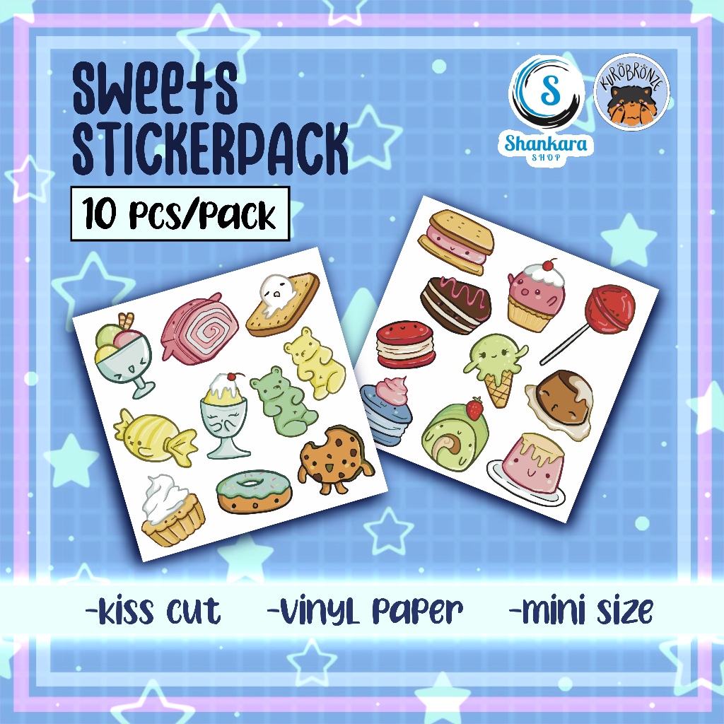 

( isi 10 karakter ) SWEETS CANDY STICKER PACK / GUMMY BEAR / KUE / ES KRIM / STIKER LUCU / STIKER JURNAL / STIKER IMUT / STIKER MOTIF PERMEN