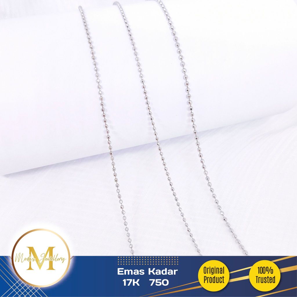 MODIS JEWELLERY - Kalung Biji Lada Ukir Putih  - Emas 17k  750