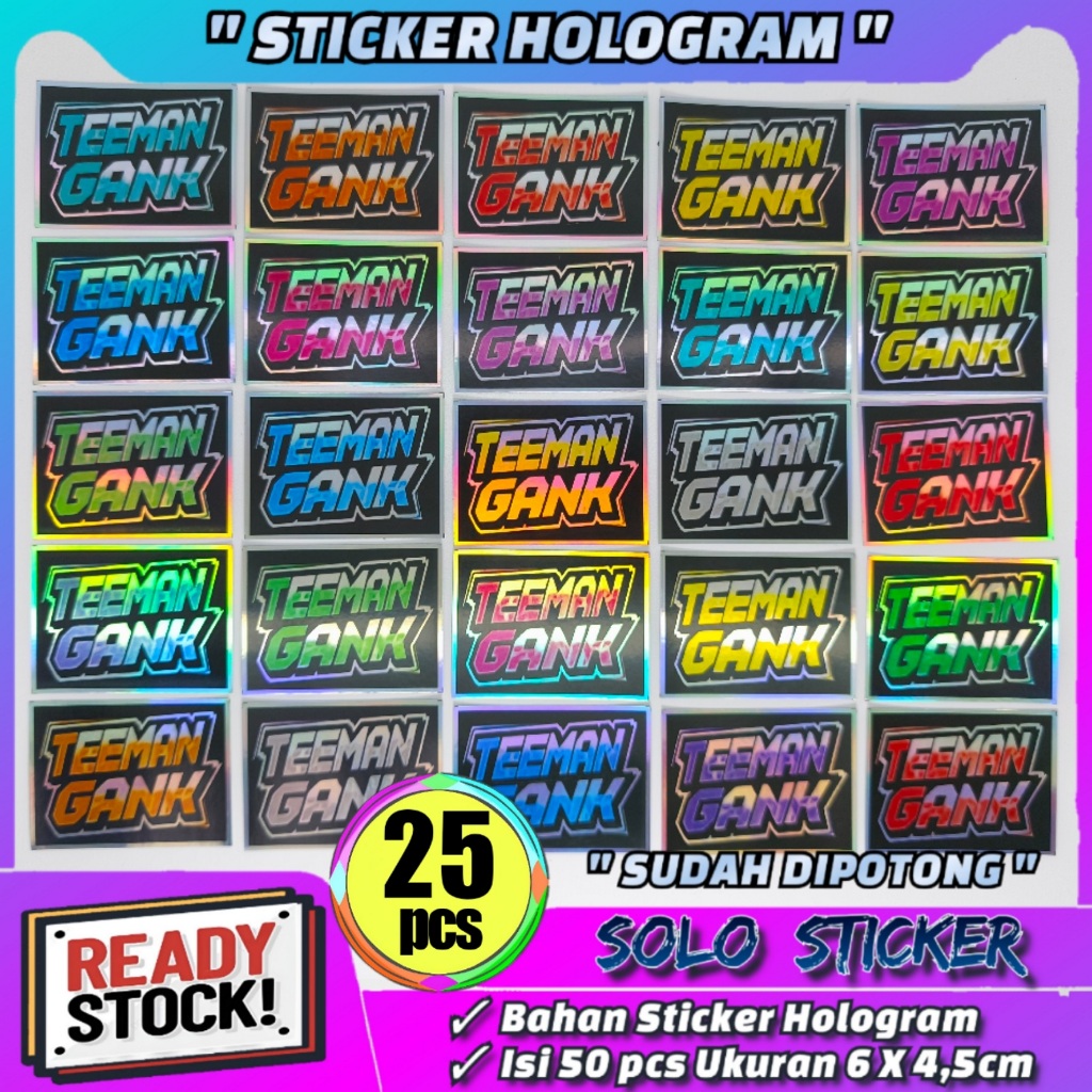 

25 pcs Stiker Teeman Gank Hologram SUDAH DIPOTONG Waterprof Anti Air