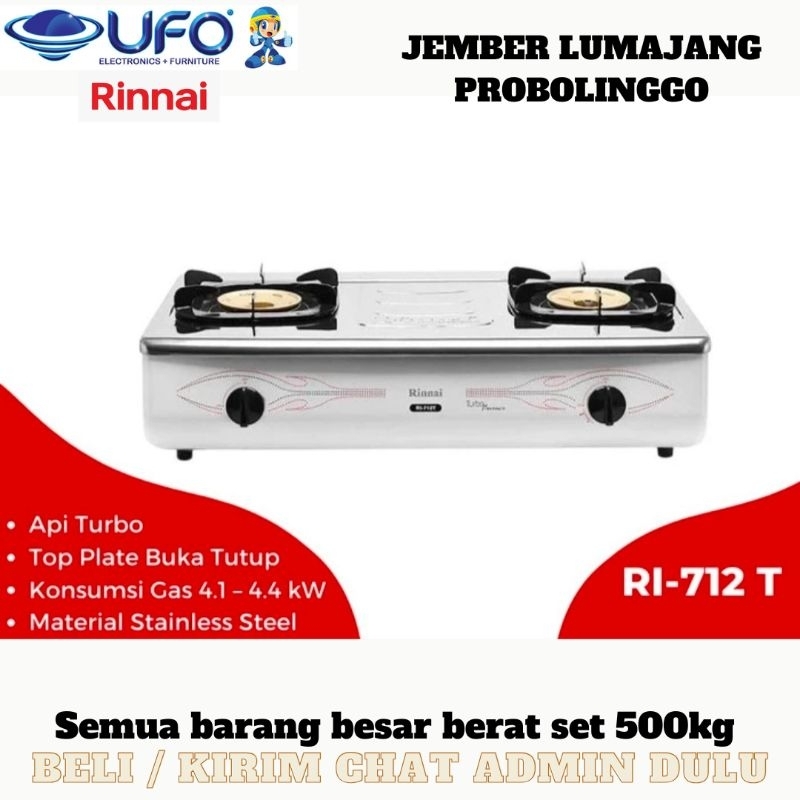 kompor RINNAI RI712T KOMPOR GAS 2 TUNGKU TURBO