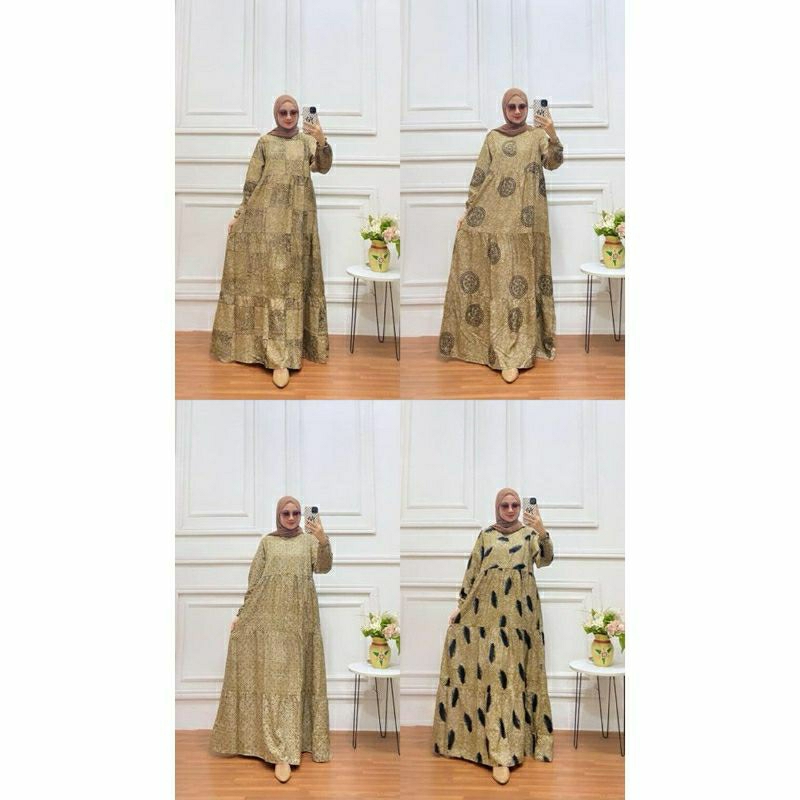 Gamis susun rayon tebal // Gamis susun coklat // Gamis rayon motif terbaru best seller