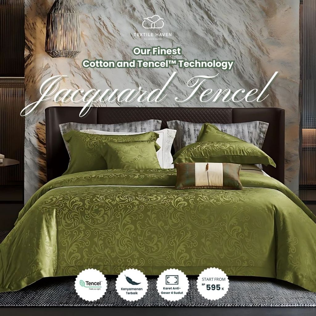 Sprei dan BedCover Jacquard Tencel Serat Bamboo Original 80s | Sprei KingKoil Sutra Emboss tinggi 40