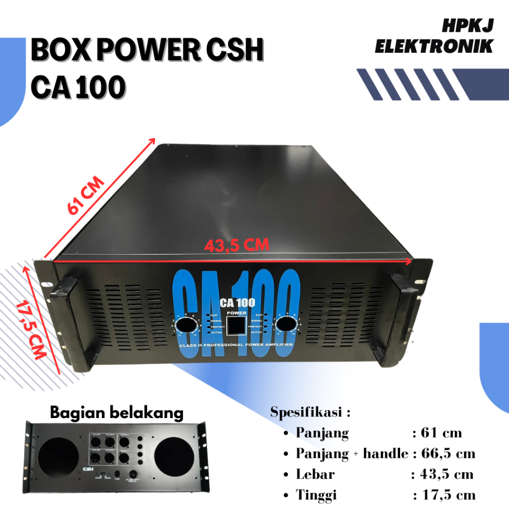 BOX POWER CA 100 CA100 2CH 2 CH 2 CHANLE AMPLIFIER + KNOP