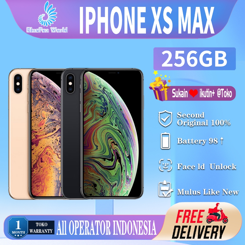 iPhone Xs Max 256GB Bekas Second Original100% Fullset All Sim LL/A Mulus Normal Hp 3utools All Green