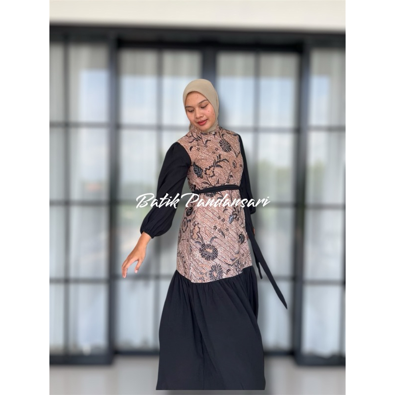 Fatimah Dress Batik LER BUKET Bahan Katun Kombinasi