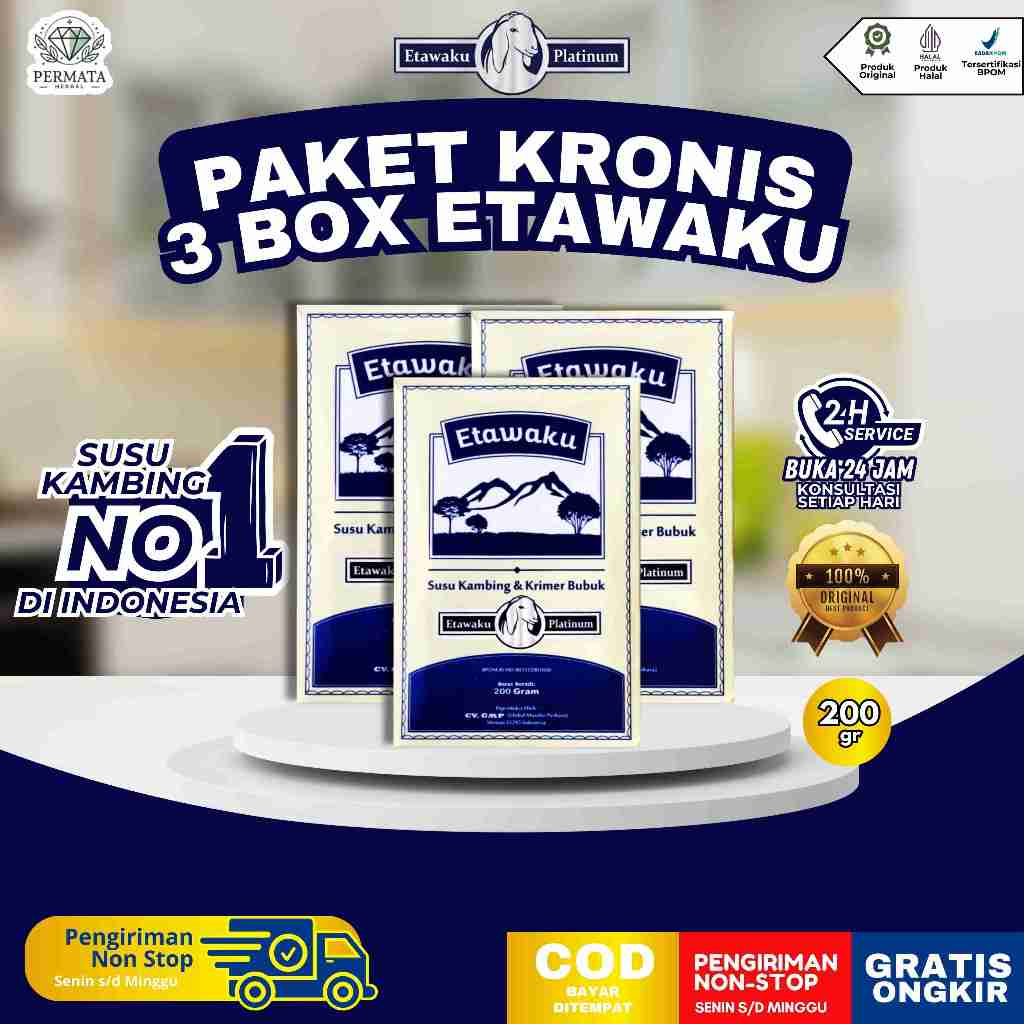 

ETAWAKU PLATINUM PAKET 3 BOX - Susu Etawa Ampuh Atasi Masalah Pernapasan