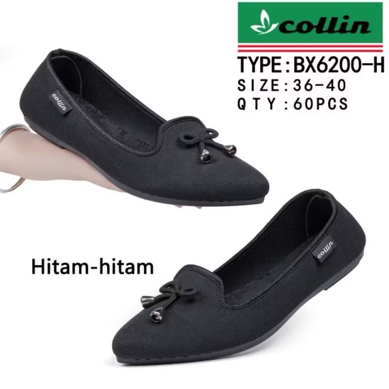 6200 COLLIN / SEPATU KARET PLAT SHOES WANITA MOTIF PITA KECIL SIZE 36- 40