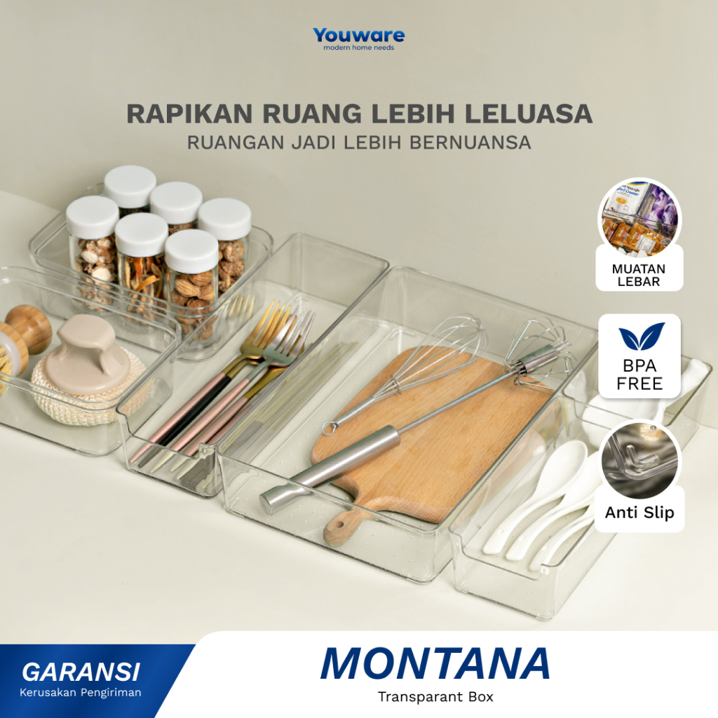 Youware - Montana Organizer / Sekat Laci / Drawer / Tempat Penyimpanan Serbaguna / Box Akrilik