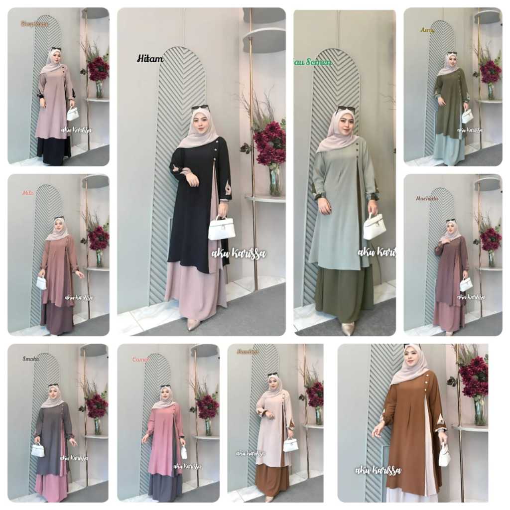 QINARA SET ROK MALAY BY AKU KARISSA, SET ROK MALAY VIRAL BEST SELLER, SET ROK AKU KARISSA, GAMIS MUR