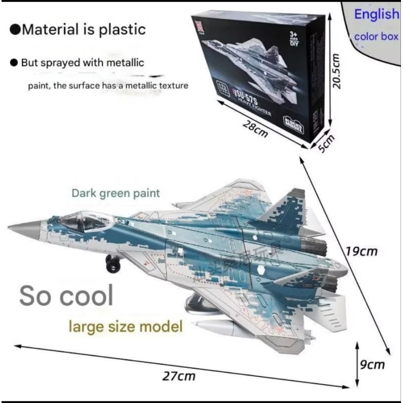 model kit pesawat tempur SU-57S Heavy Fighter skala 1/72