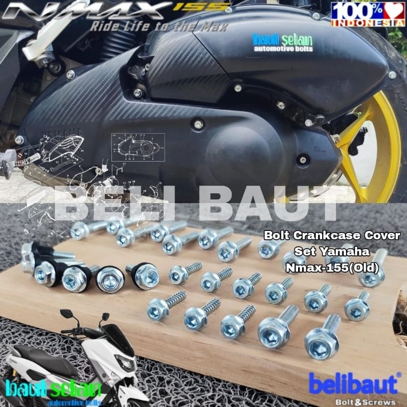Baut Paket set Kiri Yamaha Nmax Old Mode dua kunci FULL SILVER