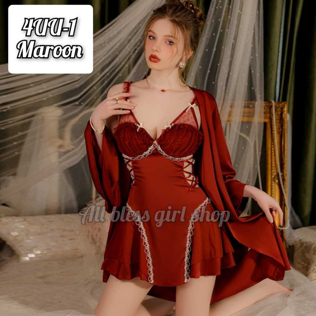 Baju tidur Lingerie y dress kimono wanita satin 4U/4UU