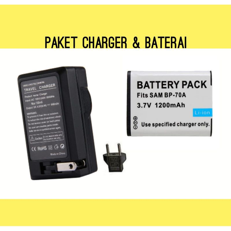 Charger & Baterai Samsung BP70A ST90 ST95 ST96 WB30F WB35F WB50F WP10 Batre Casan