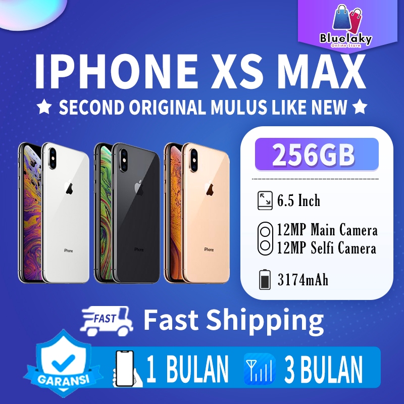 iPhone Xs Max 256GB Second Original100% EX-INTER 6.5“OLD-Ori Silent Fullset Mulus Like New Handphone
