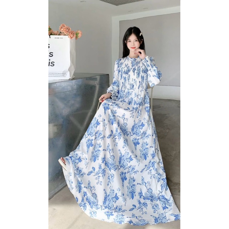 Dress Bangkok Smoke Dada Import BKK bangkok / Gamis kekinian / Gamis wanita / Gamis smoke dada / Gam