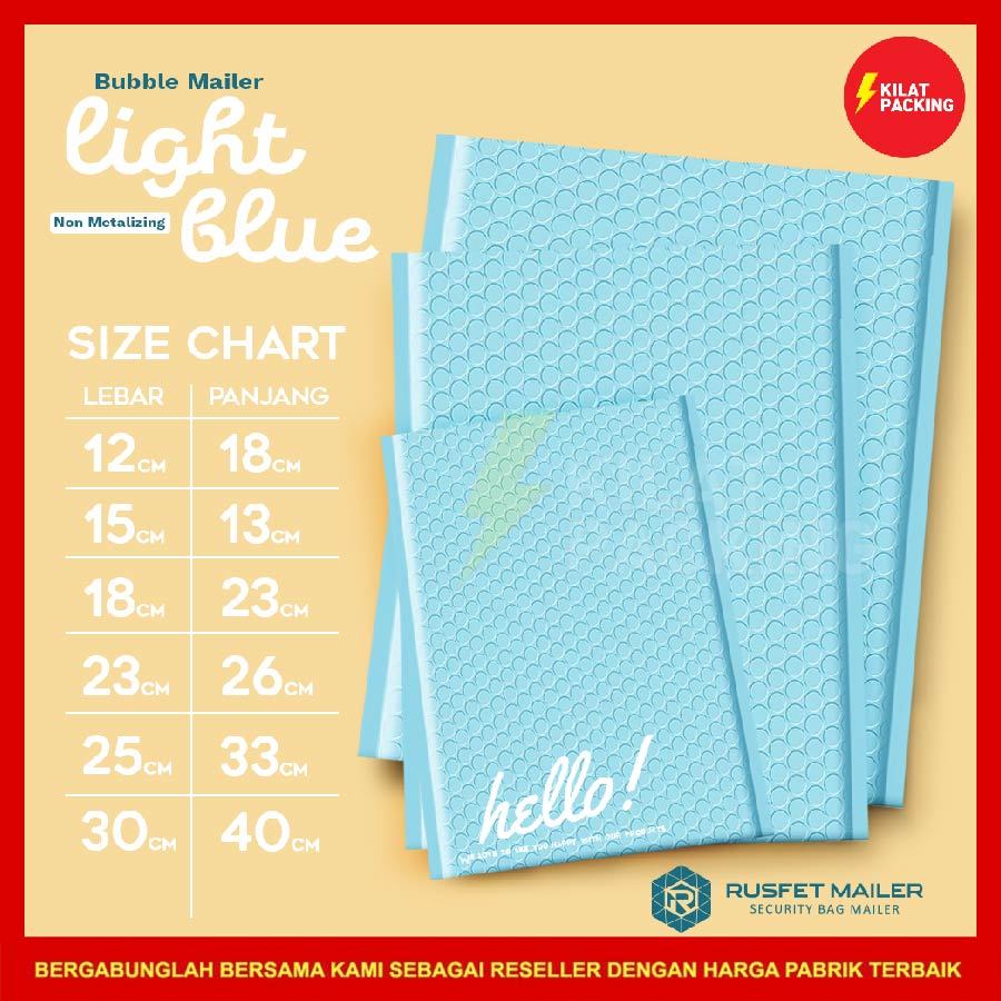 Amplop bubble rusfet bubble mailer polybubble bubble packing light blue biru muda