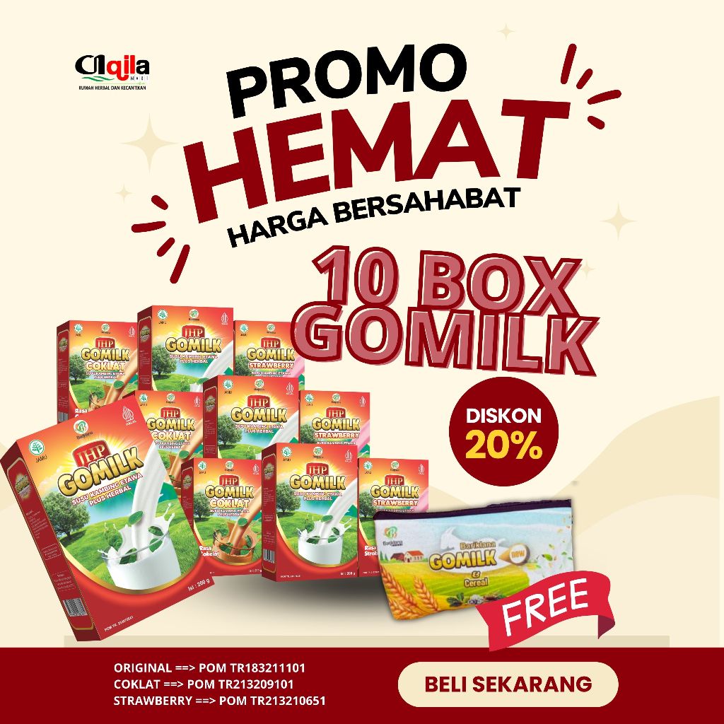 

PAKET RESELLER 10 box GOMILK Susu Kambing Etawa Plus Herbal Diskon 20% AQILAMART