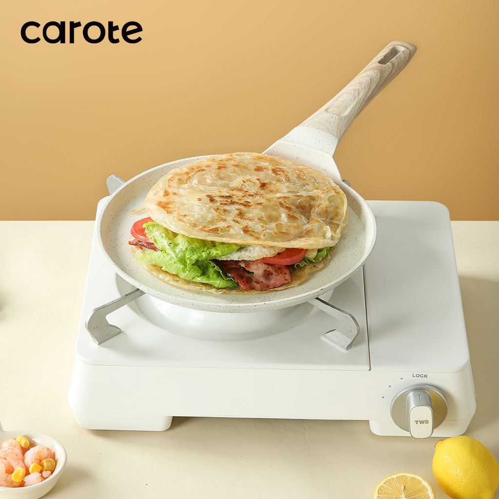 CAROTE Penggorengan Datar Satuan 20/24/28 cm Lapisan Granit Anti Lengket Cocok Untuk Membuat Pancake