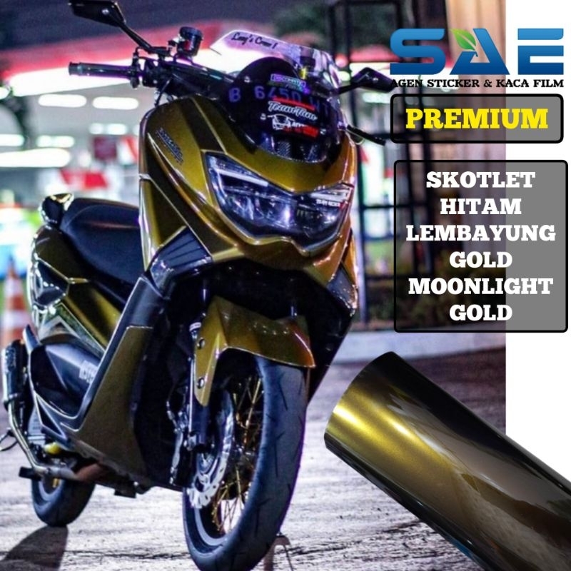 Sticker Skotlet Moonlight Gold Premium Fanchi Original Stiker Motor Hitam Lembayung Gold