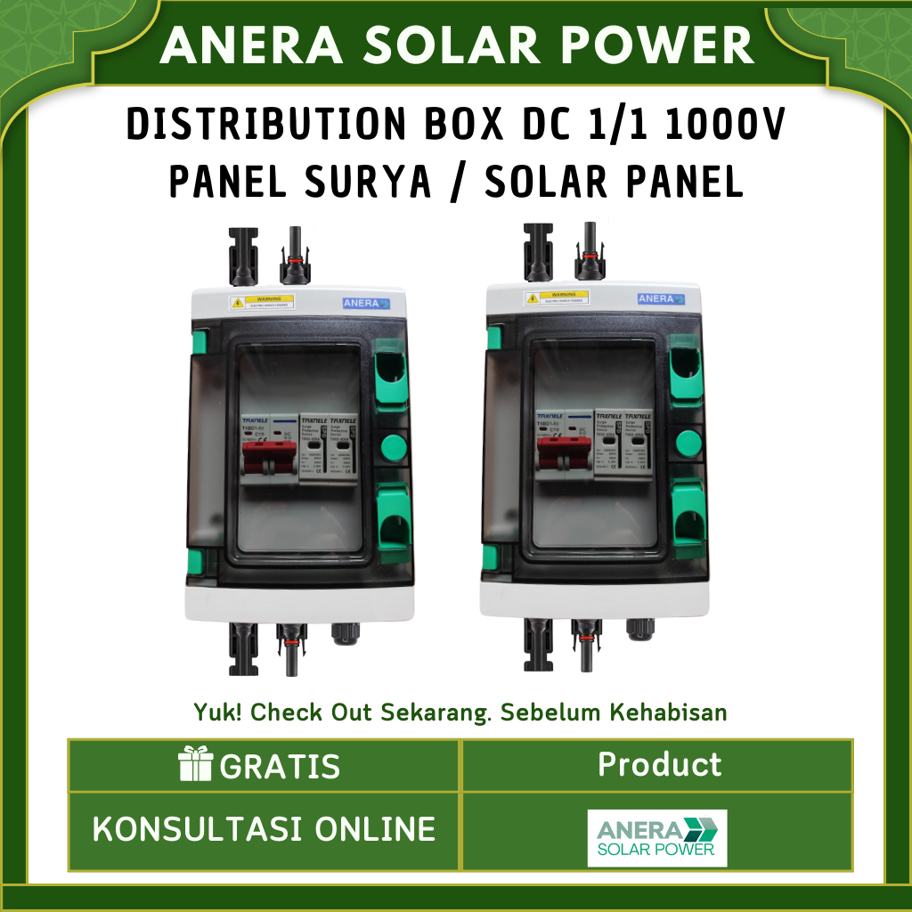 Distribution Box DC 1/1 Panel Surya Combiner Box Solar Panel Sistem Pengaman Panel Surya 1000V