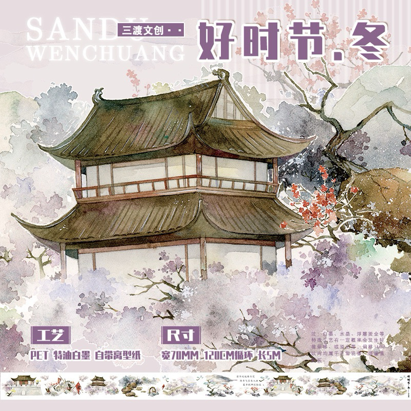 

(9C) washi tape selotip transparan pemansangan alam china ancient kuno scenery castle river sungai