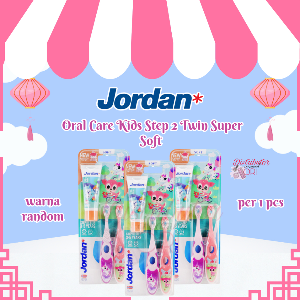 PAKET JORDAN Oral Care Kids Step 2 Twin Super Soft - Sikat Gigi anak 3-5 Tahun | oral care kids | WA