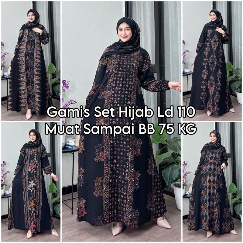 Gamis Daster Set Hijab Storjoan Bahan Rayon Samitex Adem Nyaman Dipakai Fashion Muslim