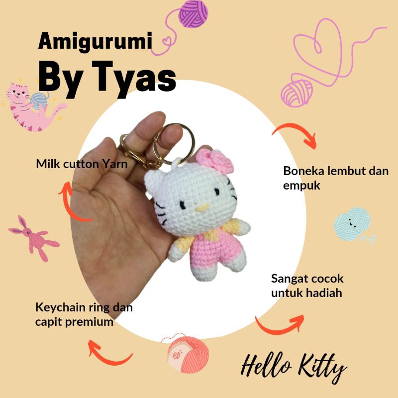 Amigurumi Hello Kitty | Keychain Amigurumi Hello Kitty