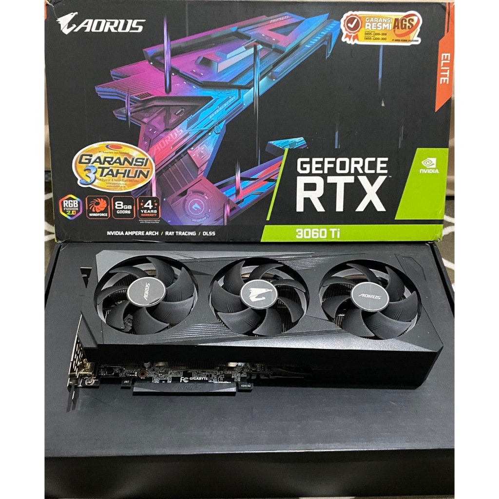 VGA Gigabyte GeForce RTX 3060 Ti Aorus Elite 8GB GDDR6 Fullset Garansi Resmi