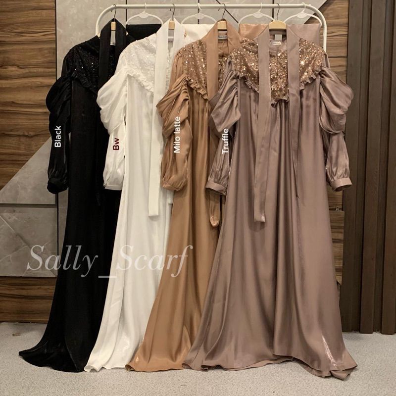 NEW SALLY SCARF SELMA DRESS GAMIS LEBARAN MEWAH FREE HIJAB