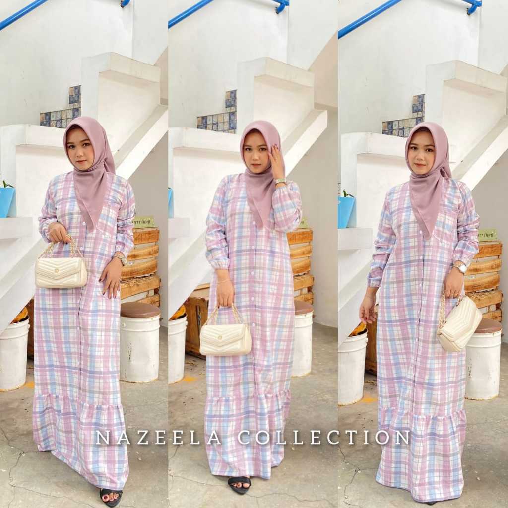 DRESS GAMIS KOTAK KOTAK JUMBO L XL XXL XXXL GAMIS WANITA TERBARU KEKINIAN GAMIS TRISET ORIGINAL PREM