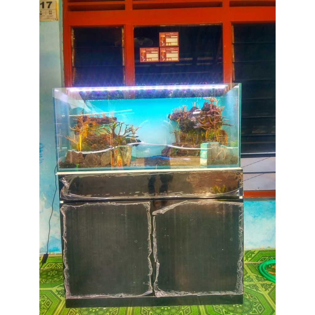 Meja Kabinet Aquarium & Tutup Atas Uk 100cm