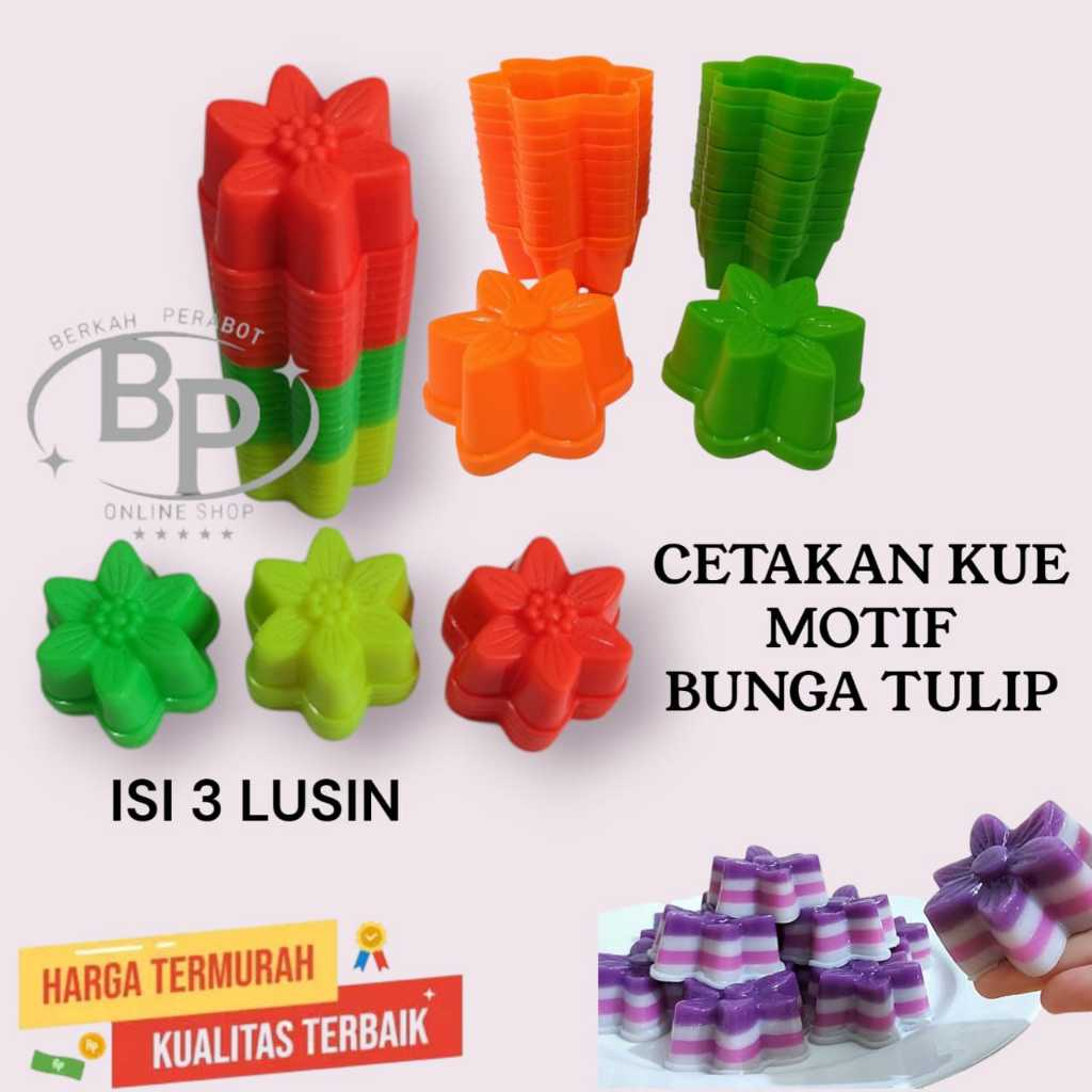 3 Lusin Cetakan Kue Putu Ayu Kue Puding Motif Bunga Tulip