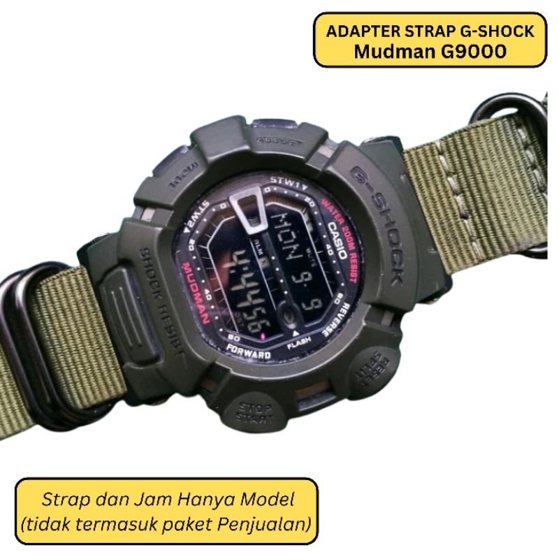 Adapter Strap Tali Jam Tangan Casio G-SHOCK Mudman G-9000 G9000 Nato Zulu Strap 22mm